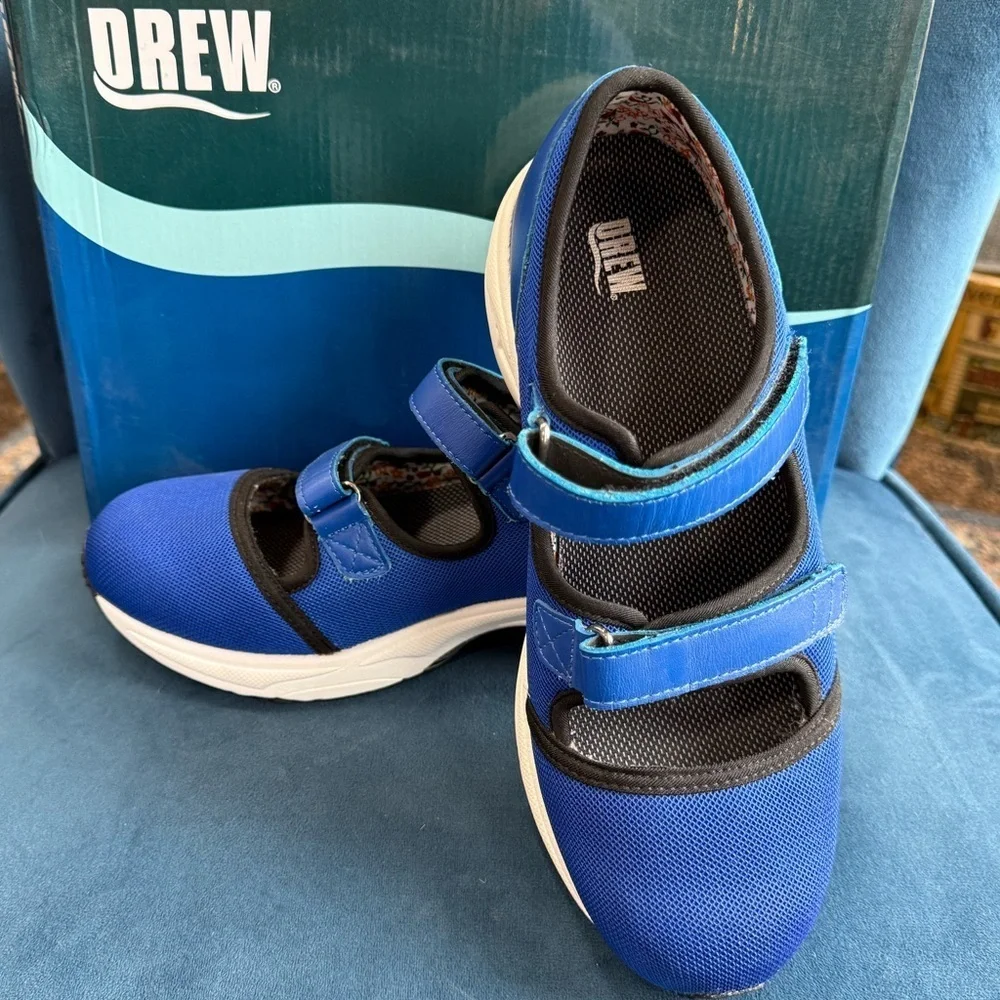 Drew Solo Mary Jane Shoes Blue 9W Wide Orthopedic Comfort Walking